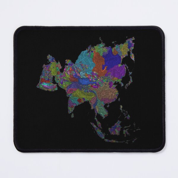 Item preview, Asia River Basin Map in Rainbow Colours with Black Background designed and sold by GrasshopperGeo.