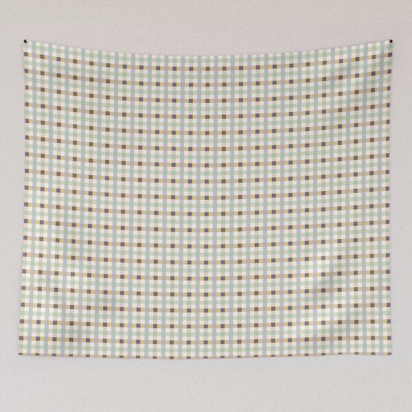 Item preview, irregular gingham pattern in beige, yellow and violet designed and sold by colorofmagic.