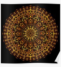 Orange and Yellow Glowing Mandala Poster