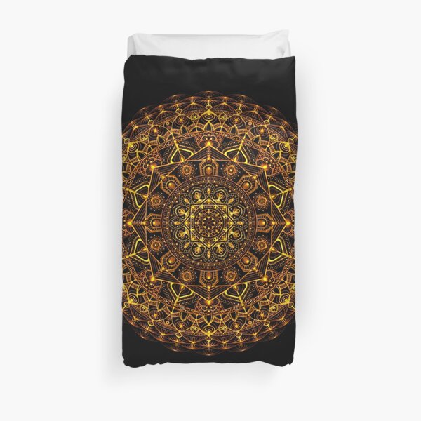 Orange and Yellow Glowing Mandala Duvet Cover
