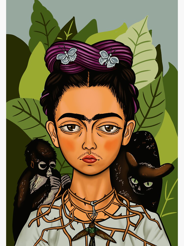 "Frida Kahlo Cartoon Poster Art Print" Sticker for Sale by
