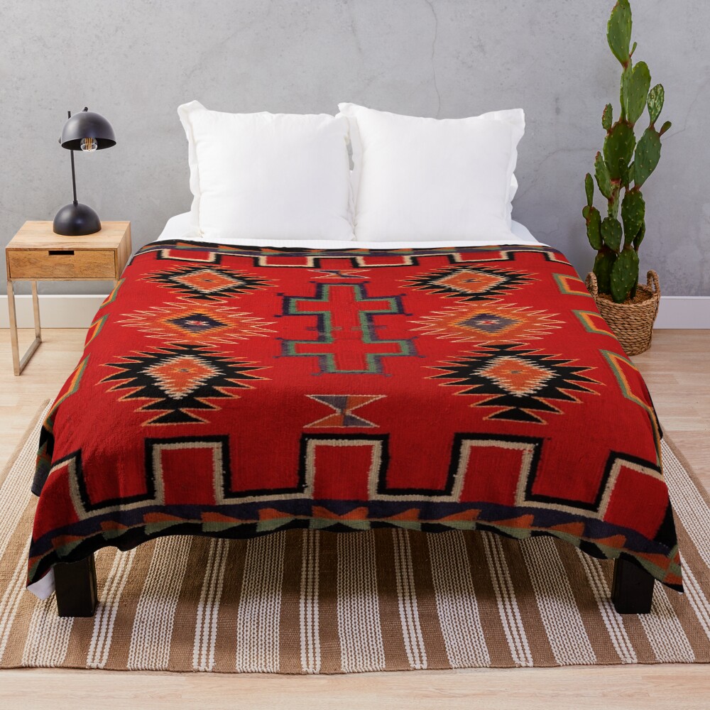 NATIVE AMERICAN SADDLE BLANKET - AUTHENTIC ORIGINAL COLORS. PRICELESS SMITHSONIAN MUSEUM NATIONAL TREASURE Throw Blanket