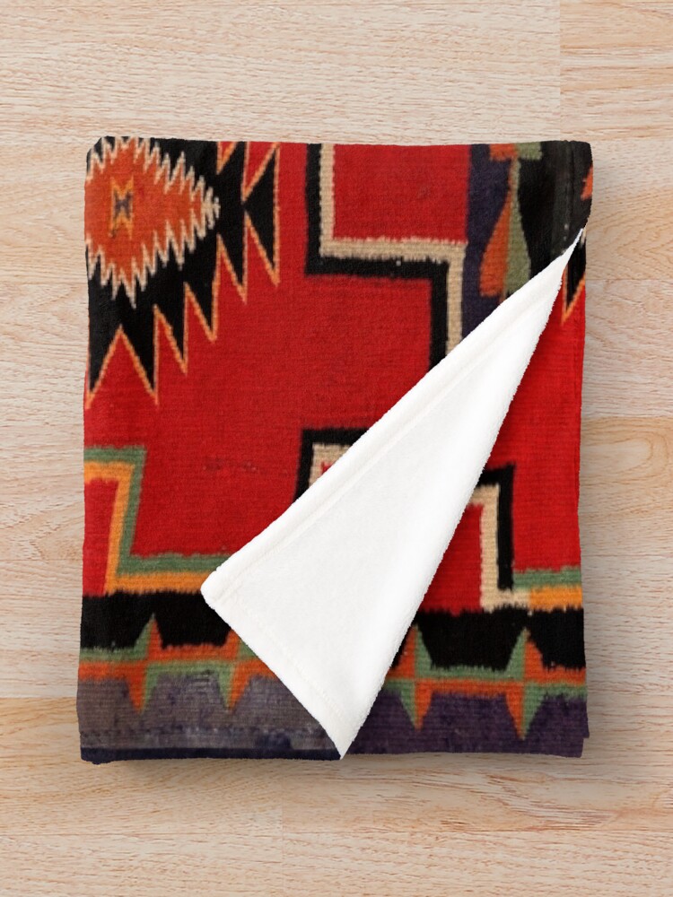 Alternate view of NATIVE AMERICAN SADDLE BLANKET - AUTHENTIC ORIGINAL COLORS. PRICELESS SMITHSONIAN MUSEUM NATIONAL TREASURE Throw Blanket