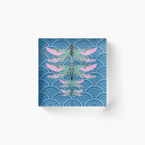 Item preview, ROSE DRAGONFLY PATTERNS ON BLUE CLOUD DESIGNS ART designed and sold by sharlesart.