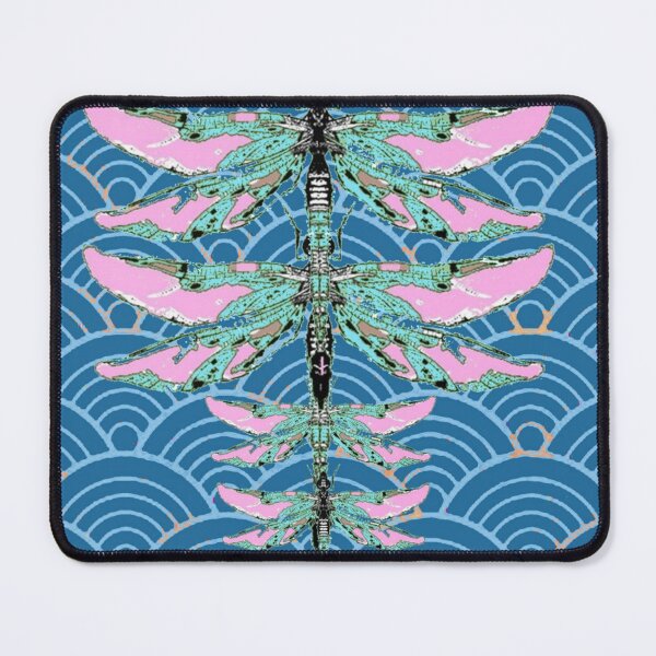 Item preview, ROSE DRAGONFLY PATTERNS ON BLUE CLOUD DESIGNS ART designed and sold by sharlesart.