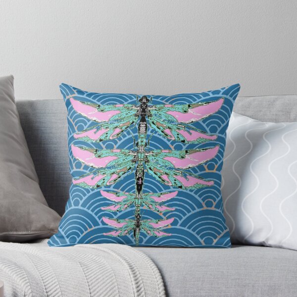 Item preview, ROSE DRAGONFLY PATTERNS ON BLUE CLOUD DESIGNS ART designed and sold by sharlesart.