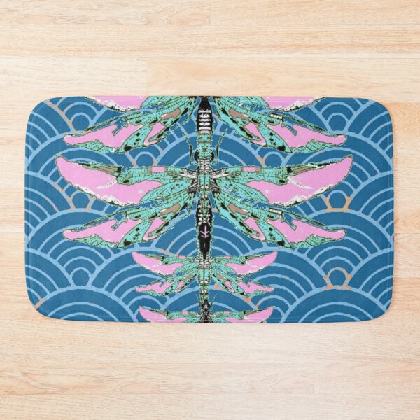Item preview, ROSE DRAGONFLY PATTERNS ON BLUE CLOUD DESIGNS ART designed and sold by sharlesart.