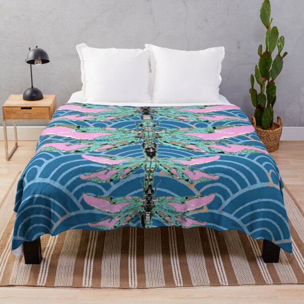 Item preview, ROSE DRAGONFLY PATTERNS ON BLUE CLOUD DESIGNS ART designed and sold by sharlesart.