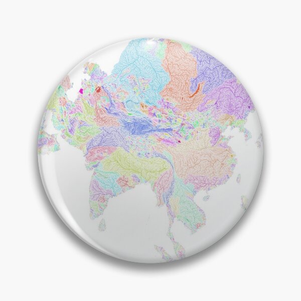 Item preview, Asia River Basin Map in Rainbow Colours with White Background designed and sold by GrasshopperGeo.