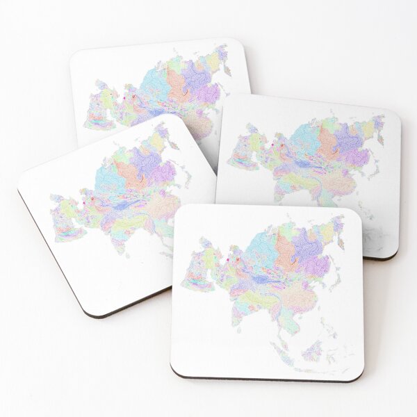 Item preview, Asia River Basin Map in Rainbow Colours with White Background designed and sold by GrasshopperGeo.