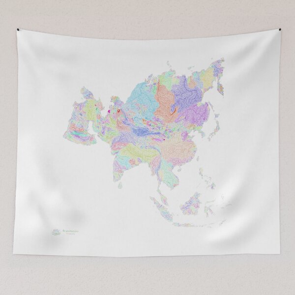 Item preview, Asia River Basin Map in Rainbow Colours with White Background designed and sold by GrasshopperGeo.