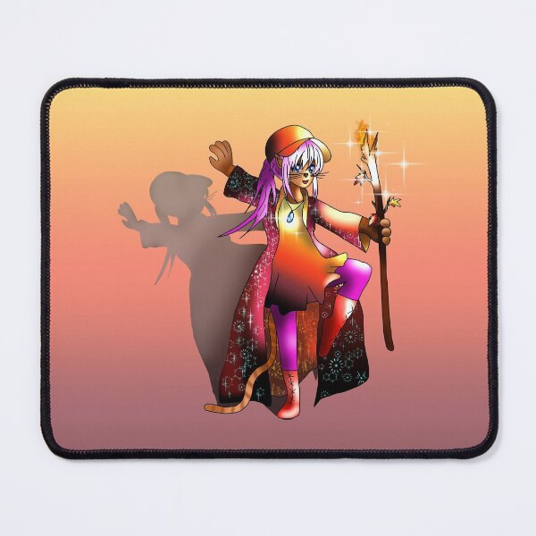 Item preview, Cat sorcerer with a fiery wizard staff designed and sold by CuisineCat.