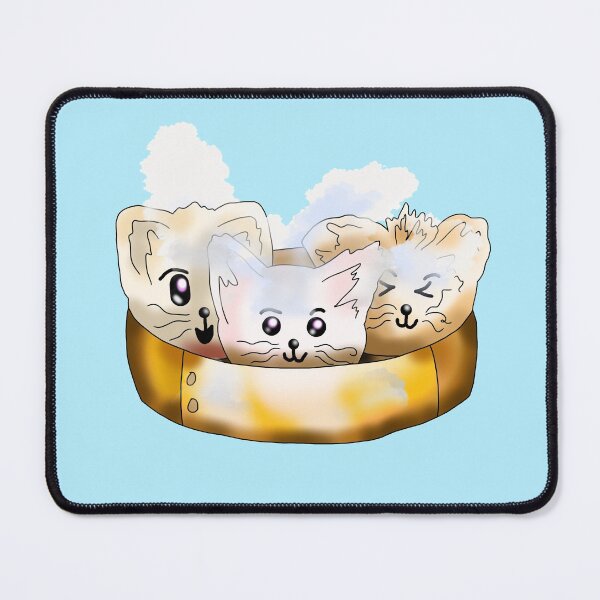 Item preview, Cute cat shaped dim sum dumplings in a steamer basket  designed and sold by CuisineCat.