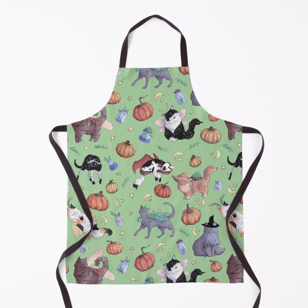 Item preview, Costumed Cats Fall Green Pattern designed and sold by Shymoon-Art.