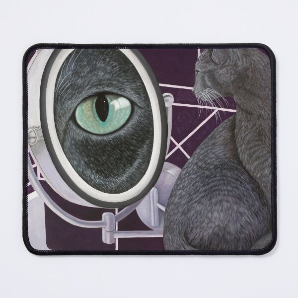 Item preview, Russian Blue Cat Looking in Magnifying Mirror designed and sold by KarenZuk.