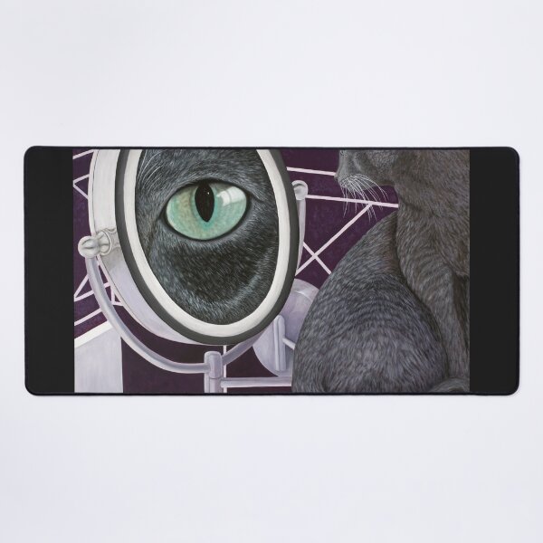 Item preview, Russian Blue Cat Looking in Magnifying Mirror designed and sold by KarenZuk.