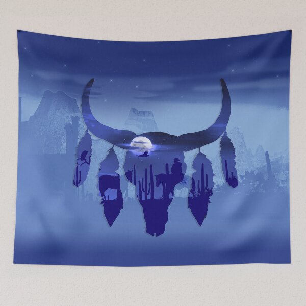 Item preview, Cow Skull, night in the desert, tribal, american, cowboys, boho, bull skull designed and sold by Collagedream.