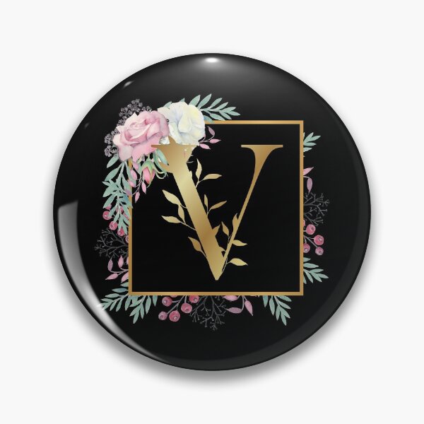 Item preview, Floral Golden Monogram V designed and sold by Renatas Traideris.