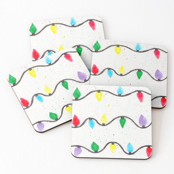 Item preview, Colorful Christmas Lights Watercolor Illustration  designed and sold by PrettyLittlePic.