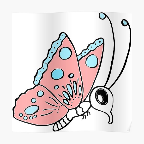 "Butterfly Pink Blue Butterfly Aesthetic Pink Butterfly " Poster