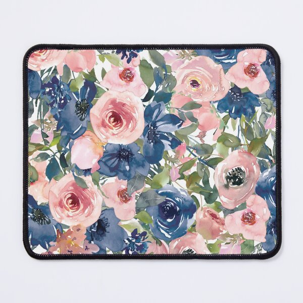 Item preview, Blue and Pink Rose Floral Pattern designed and sold by MugsAndDuds.