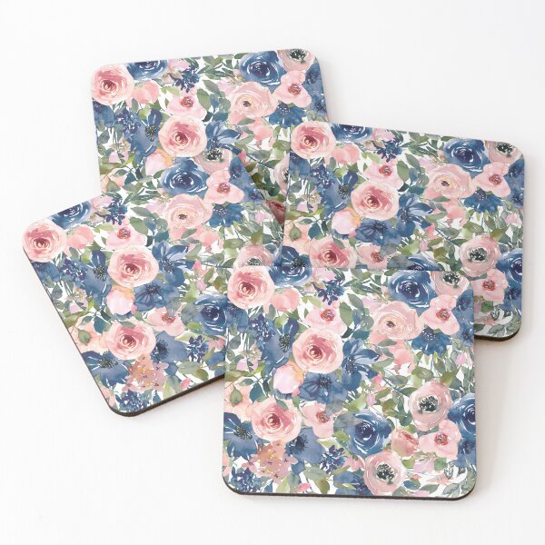 Item preview, Blue and Pink Rose Floral Pattern designed and sold by MugsAndDuds.