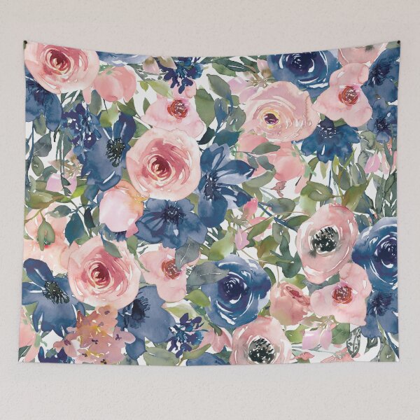 Item preview, Blue and Pink Rose Floral Pattern designed and sold by MugsAndDuds.