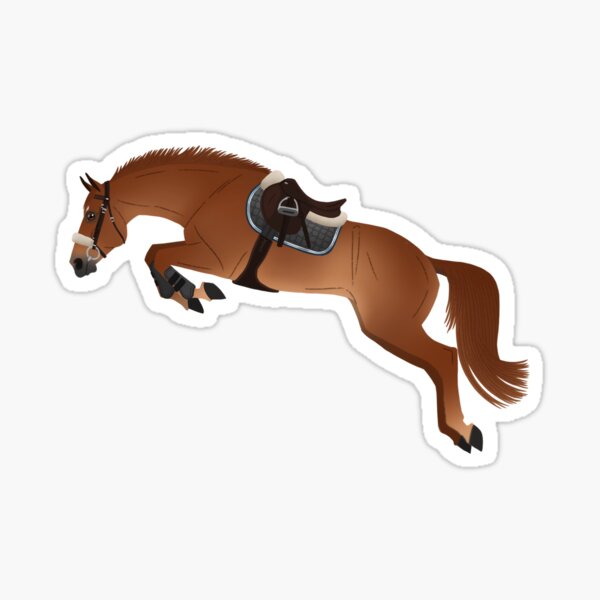 Chestnut Horse Jumping Fun  #3011 2 x Heart Stickers 7.5 cm 