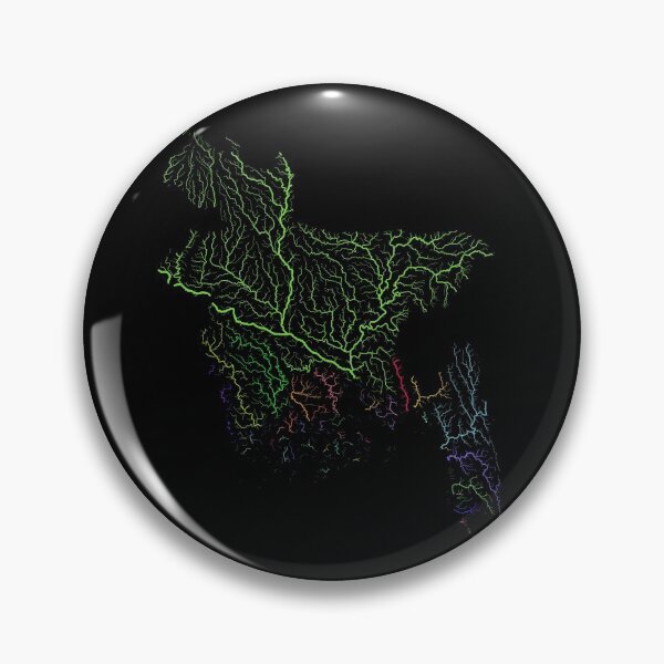 Item preview, Bangladesh River Basin Map in Rainbow Colours with Black Background designed and sold by GrasshopperGeo.