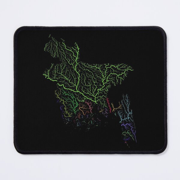 Item preview, Bangladesh River Basin Map in Rainbow Colours with Black Background designed and sold by GrasshopperGeo.
