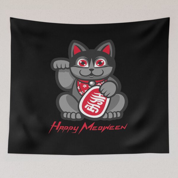 Item preview, Happy Meoween Waving Cat Halloween Perfect on t-shirts To Stickers designed and sold by LMcDs.