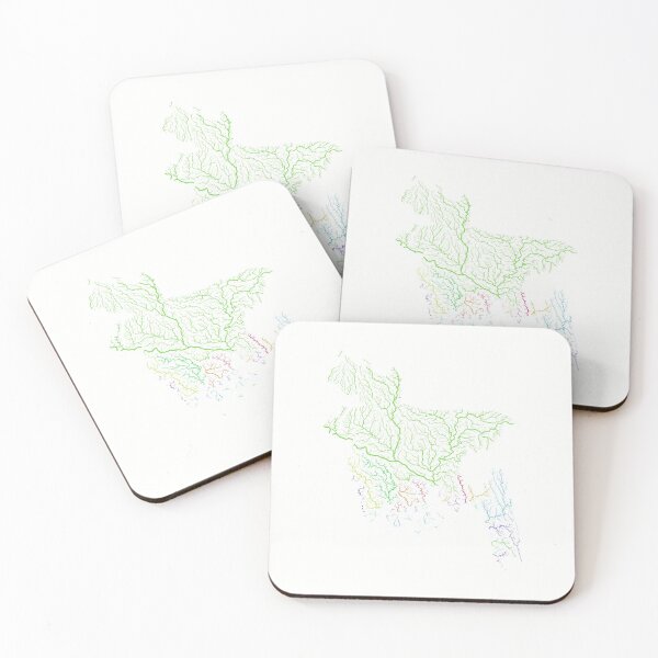 Item preview, Bangladesh River Basin Map in Rainbow Colours with White Background designed and sold by GrasshopperGeo.