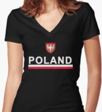 Polish Game Team Design - Poland Fans Women's Fitted V-Neck T-Shirt