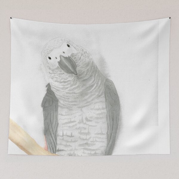 Item preview, Copy of gris d'Afrique watercolor african grey parrot designed and sold by L'Atelier Oranjade.