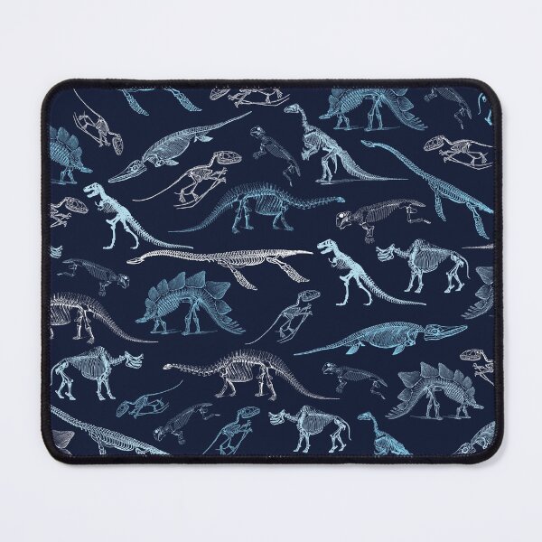 Item preview, Colorful dark blue dinosaur skeleton fossils pattern designed and sold by CynthiaGraphics.