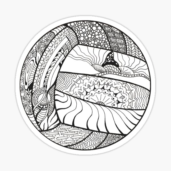 "Volleyball Zentangle 1" Sticker for Sale by mperhamus Redbubble
