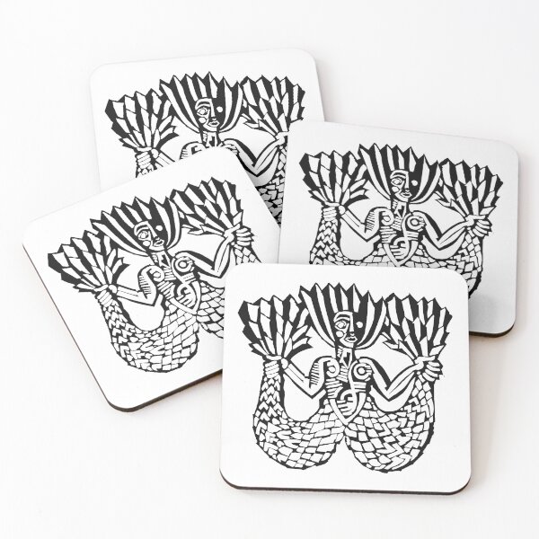 Item preview, medieval mermaid block print designed and sold by lorcagrimes.