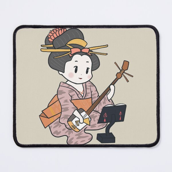 Item preview, Kawaii chibi Japanese geisha with shamisen artwork Illustration designed and sold by MariOyama.