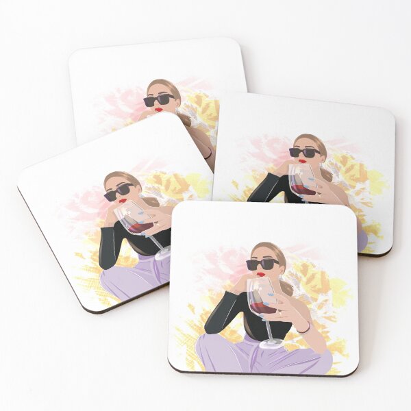 Item preview, A girl with glasses with a glass of wine designed and sold by AvotArt.
