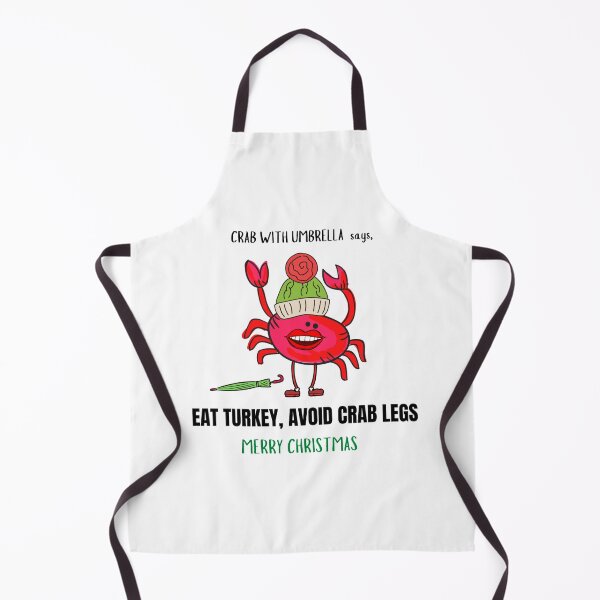 Item preview, CUTE FUNNY CARTOON RED PINK CRAB WITH UMBRELLA “Merry Christmas” Eat Turkey designed and sold by EllieMonroe.