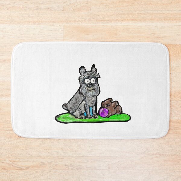 Item preview, Schnauzer cartoon with teddy bear designed and sold by Marble1212.