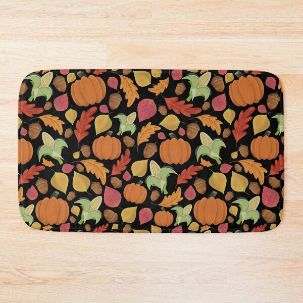 Item preview, Fall, Autumn Leaves, Pumpkins, acorns, corn, Pattern (Black) designed and sold by Gsallicat.