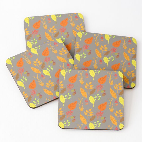 Item preview, Autumn leaves pattern gray background designed and sold by Marcia Motivos.