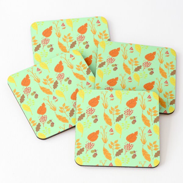Item preview, Autumn leaves pattern green water background designed and sold by Marcia Motivos.