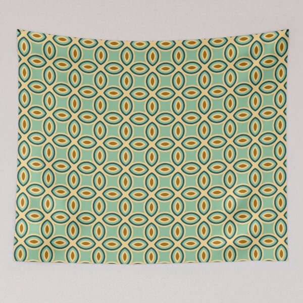 Item preview, COURTYARD TILE ABSTRACT GEOMETRIC PATTERN in MINT GREEN BLUE BROWN CREAM - UnBlink Studio by Jackie Tahara designed and sold by Jackie Tahara of UnBlink Studio.