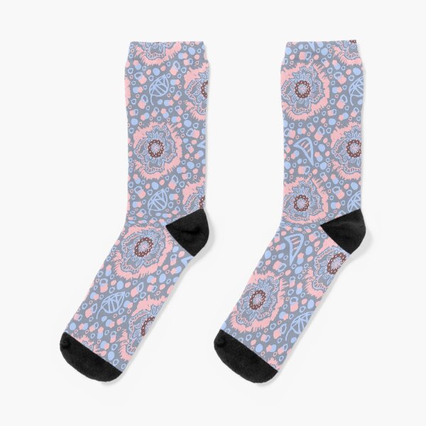 geometry  abstraction doodles  zigzags flowers Socks