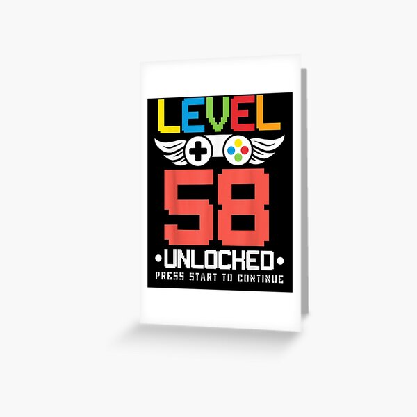 Level 58 Unlocked Funny Video Games Lover 58 Birthday Gift  Greeting Card