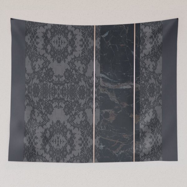 Item preview, Chic Pastel Navy Ocean Blue Rosegold Geometric Floral Lace and Marble Pattern  designed and sold by LaceySkies.