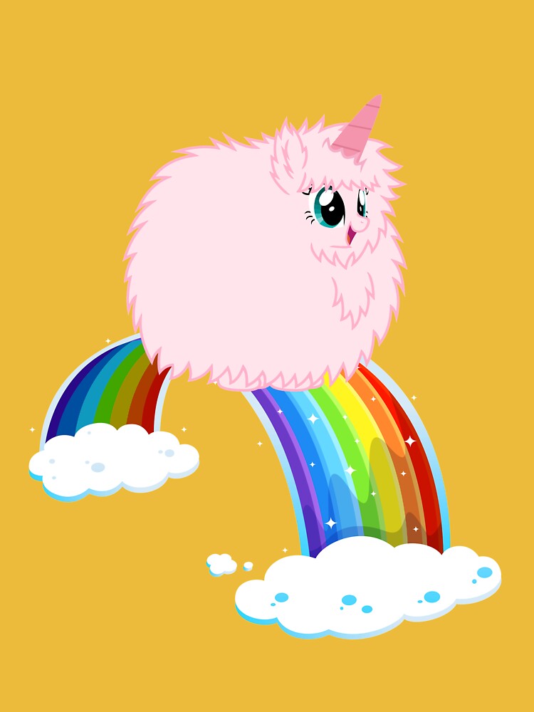 Pink Fluffy Unicorn Dancing on Rainbow
