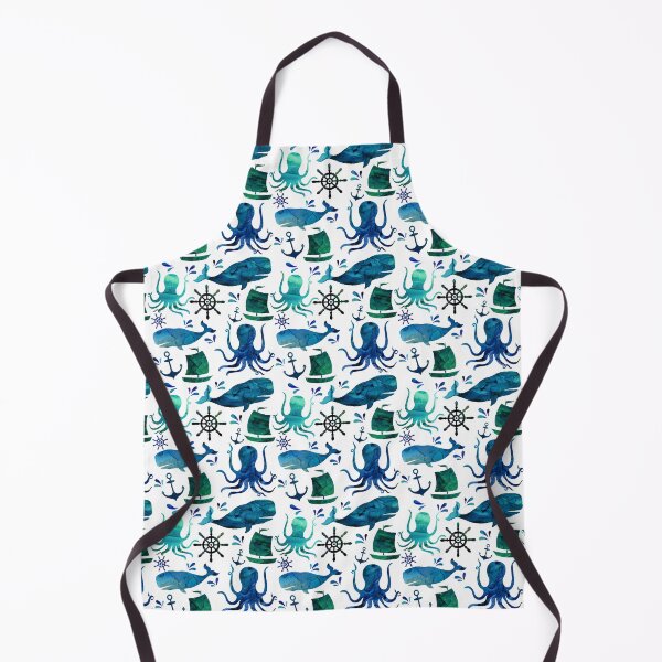 Item preview, Watercolor Ocean Nautical Whale Octopus designed and sold by SamAnnDesigns.
